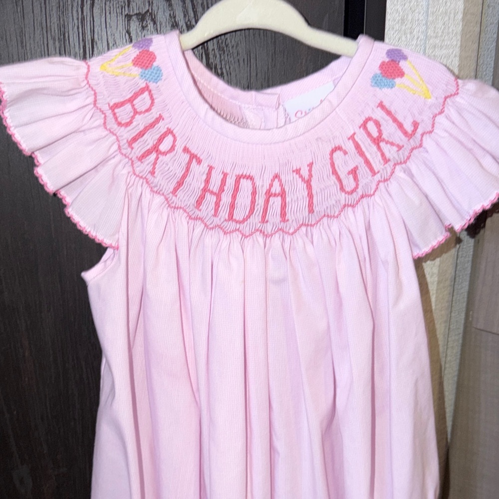Birthday Girl Pink Ruffle Baby Girls Romper - Picture 2 of 5